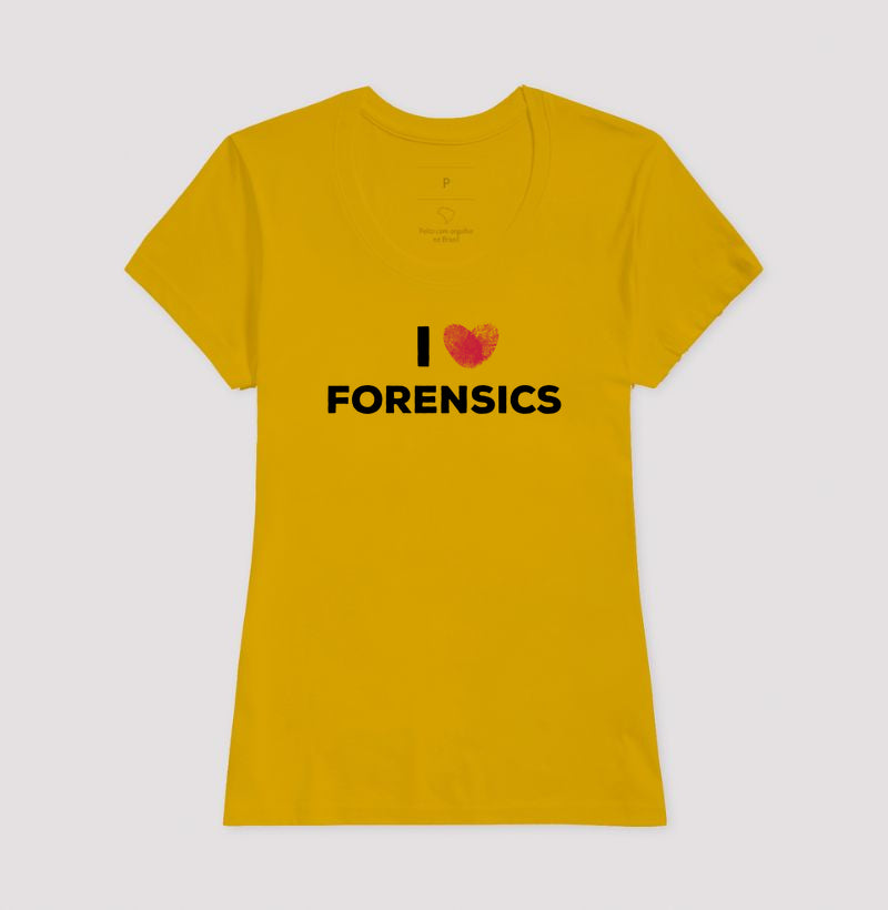 Camiseta Perícia Criminal - I Love Forensics (Coração Papiloscópico) | True Crime