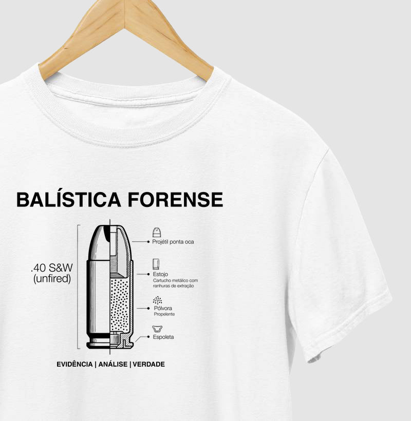 Camiseta Balística Forense - Anatomia do Cartucho | Blueprint Criminal