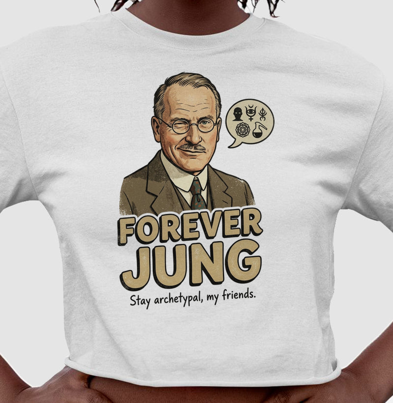 Camiseta Cropped Psicanalítica Carl Jung - Forever Jung (Archetypal) | Pop Art Vintage