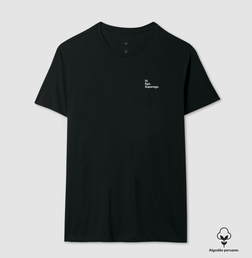 Camiseta Algodão Peruano Psicanálise Freud - Id. Ego. Superego. (Segunda Tópica) | Minimalista