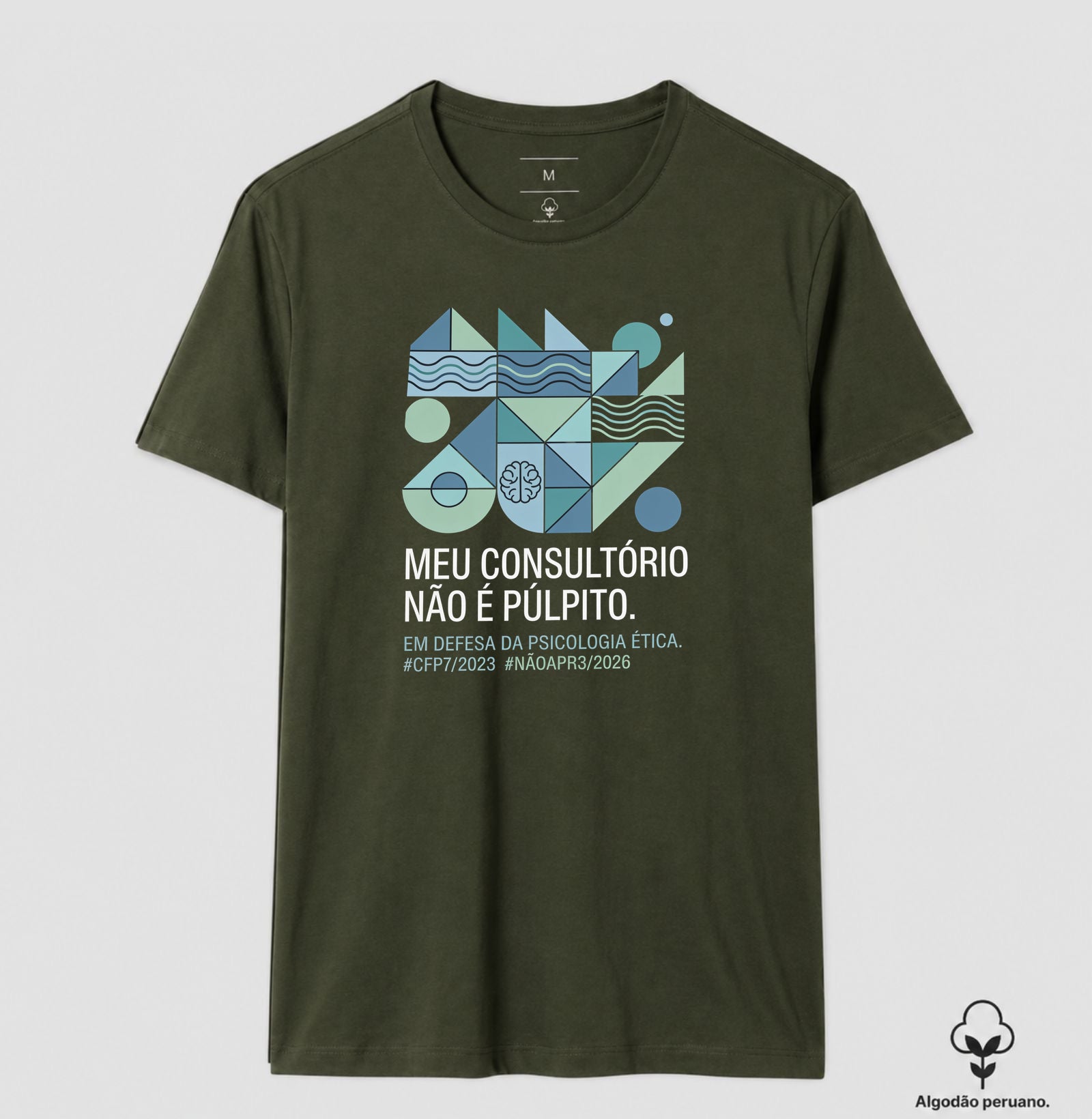 Camiseta Algodão Peruano "Meu Consultório Não É Púlpito" | Em Defesa da Psicologia Ética e Laica