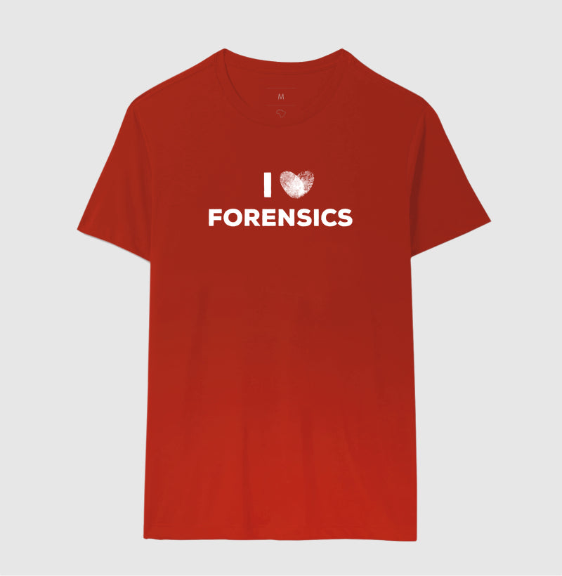Camiseta Perícia Criminal - I Love Forensics (Coração Papiloscópico) | True Crime
