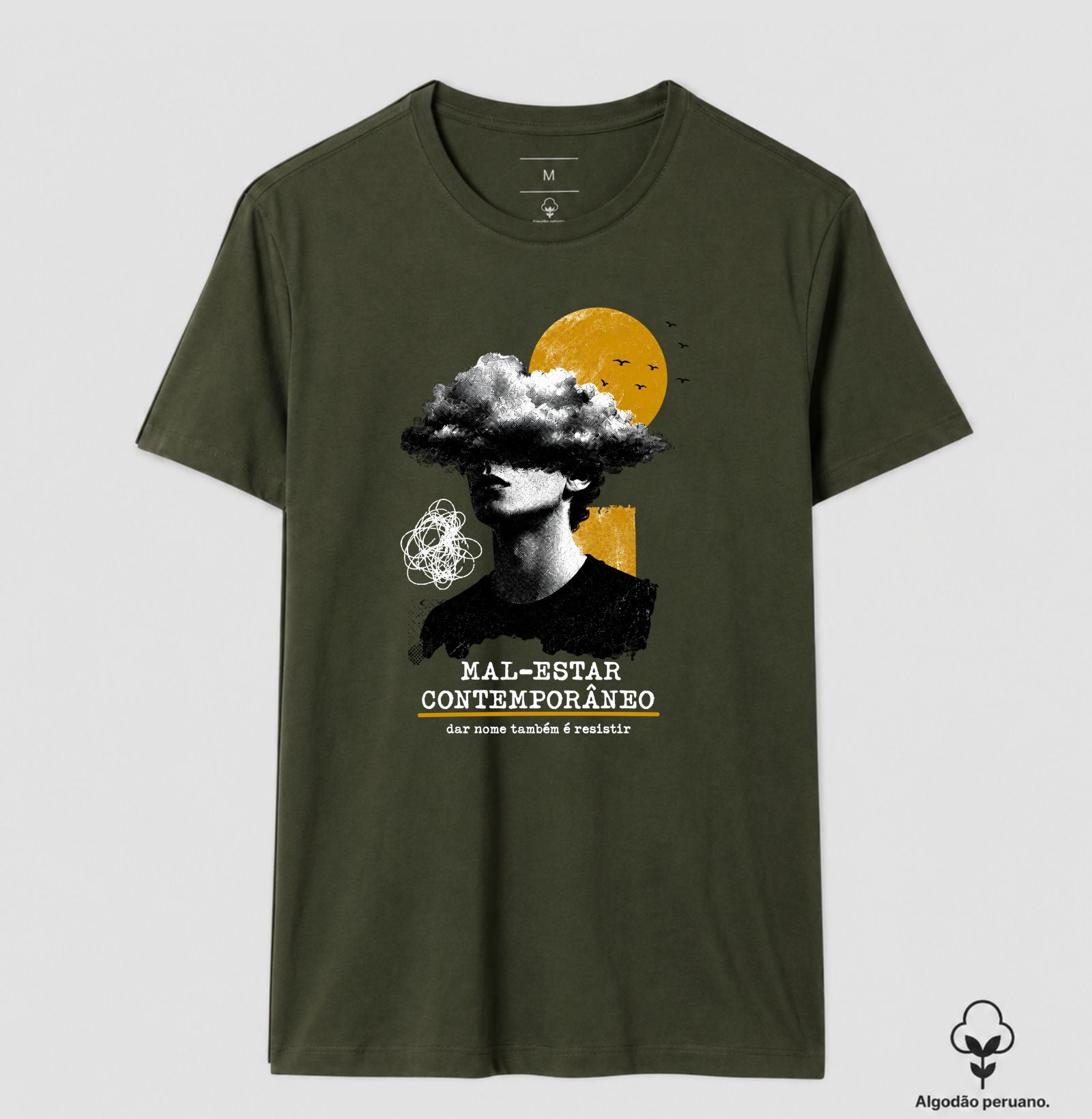 Camiseta Algodão Peruano "Mal-Estar Contemporâneo" | Dar Nome Também É Resistir