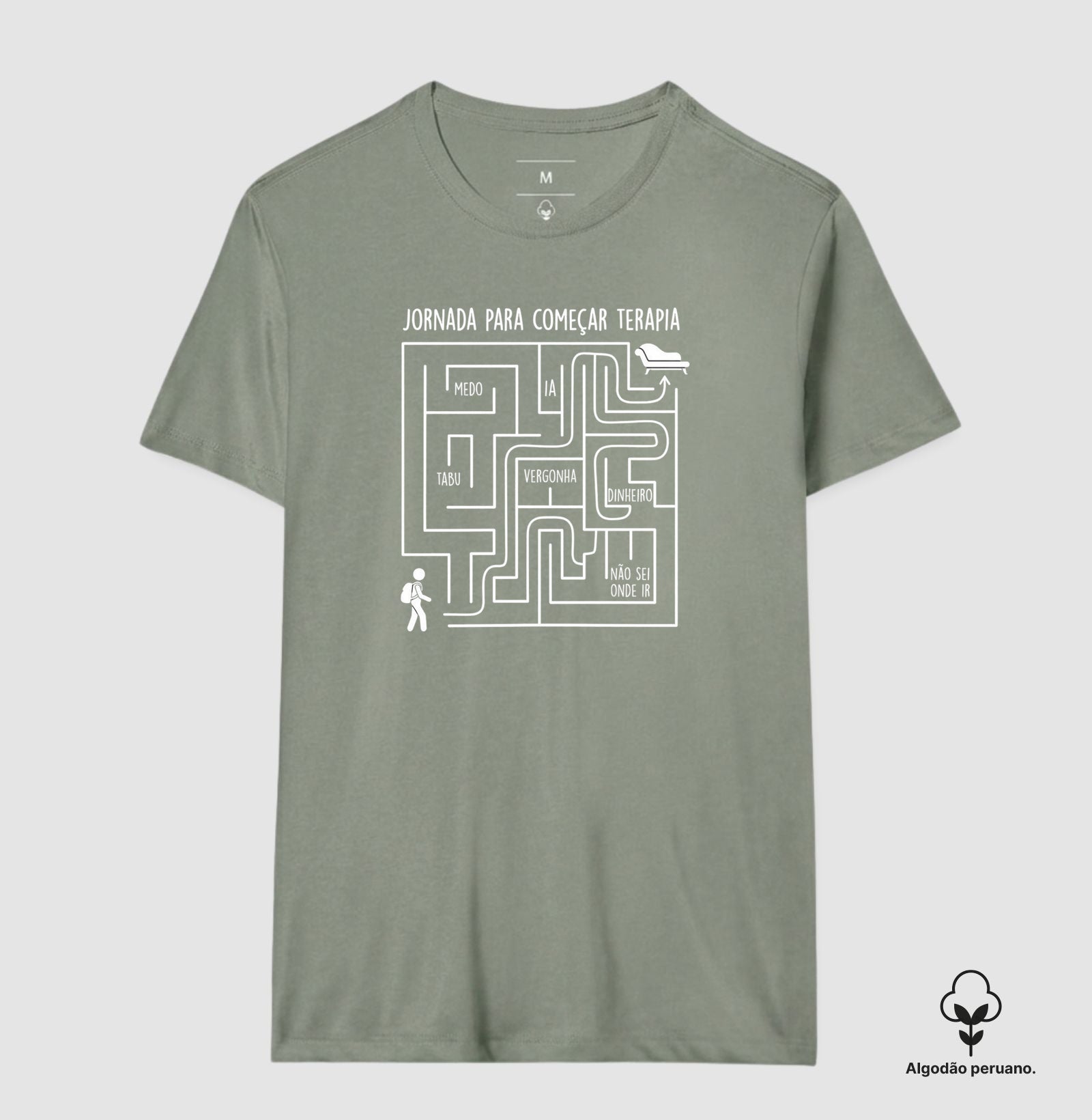 Camiseta Algodão Peruano Psicologia "Jornada Para Começar Terapia" | O Labirinto do Acolhimento