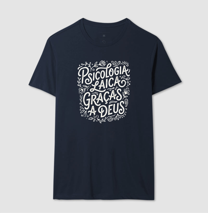Camiseta "Psicologia Laica Graças a Deus" | Edição Hand Lettering