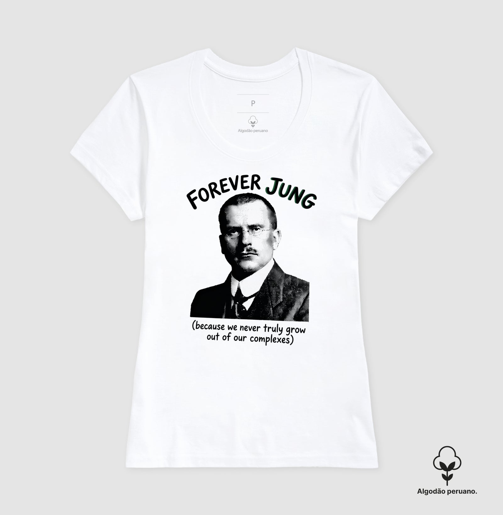 Camiseta Algodão Peruano Psicanalítica Carl Jung - Forever Jung (Complexes) | Retrô Noir