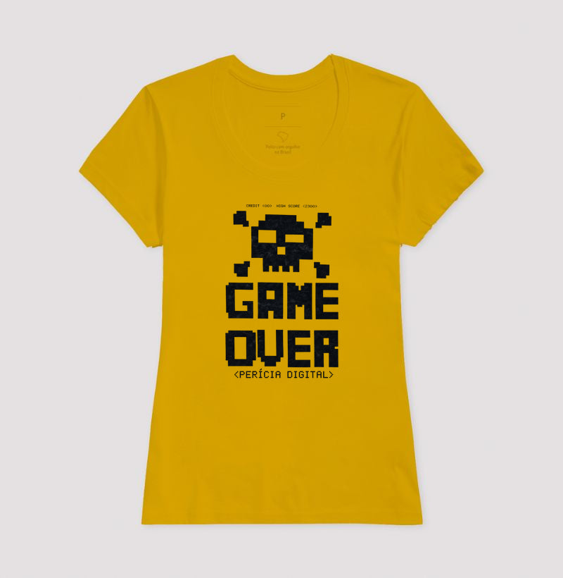 Camiseta Perícia Digital Game Over & Pixel Art Retro