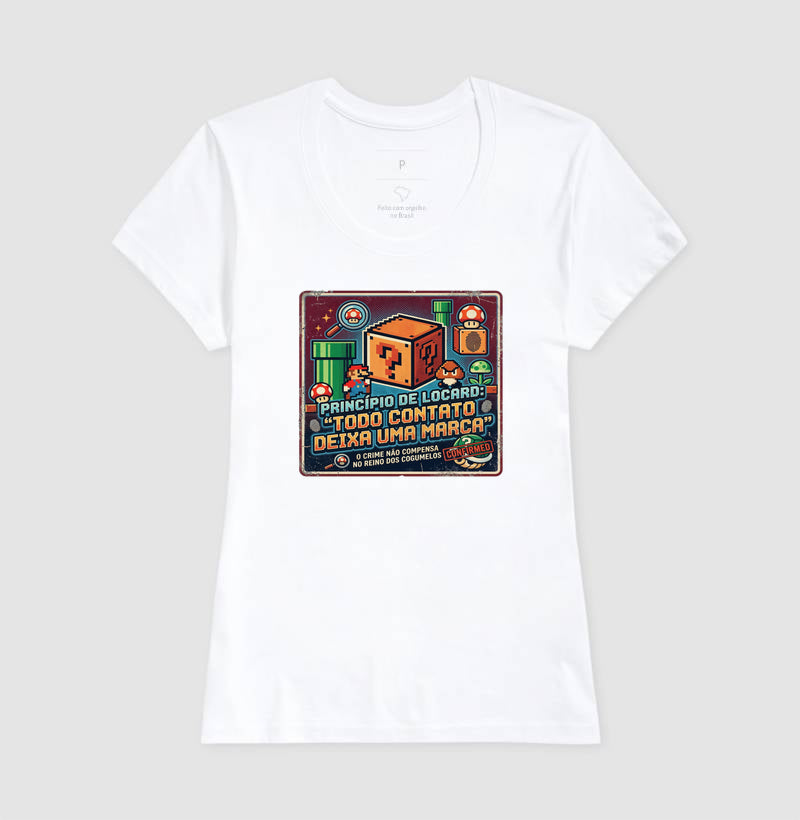 Camiseta Criminalística Princípio de Locard - Todo Contato Deixa uma Marca Rastro | Retrô Gamer