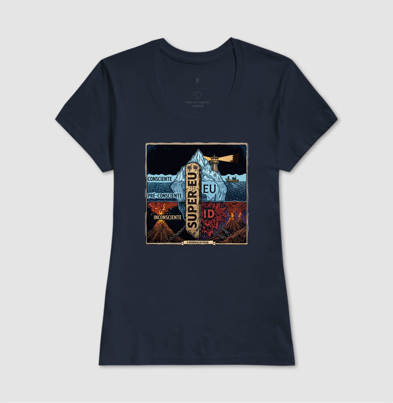 Camiseta Psicanálise Freud - (Primeira e Segunda Tópica) | Xilogravura Colorida