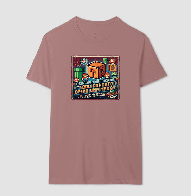 Camiseta Criminalística Princípio de Locard - Todo Contato Deixa uma Marca Rastro | Retrô Gamer