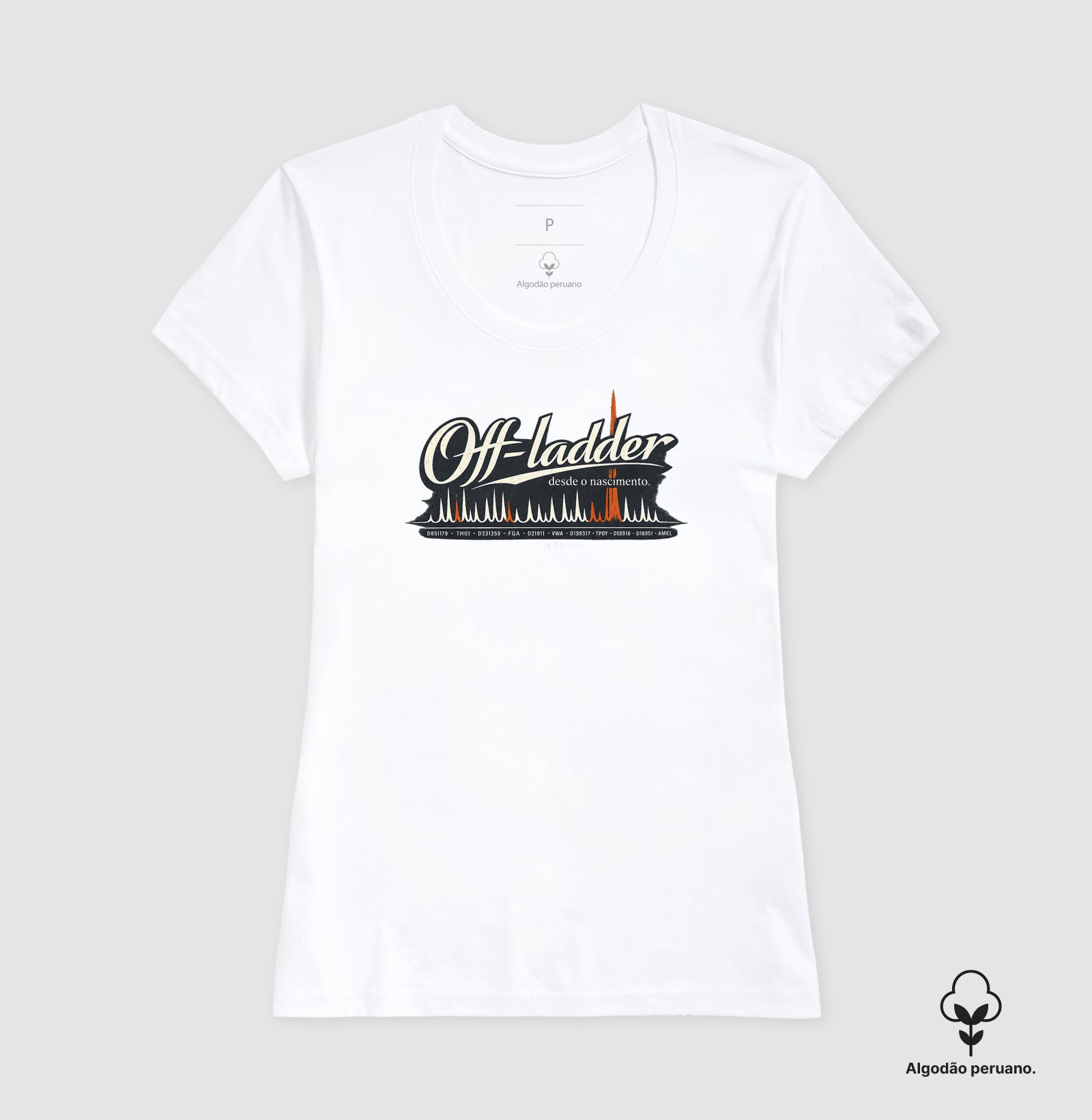 Camiseta Algodão Peruano Genética Forense "Off-Ladder Desde o Nascimento" | Fora do Padrão