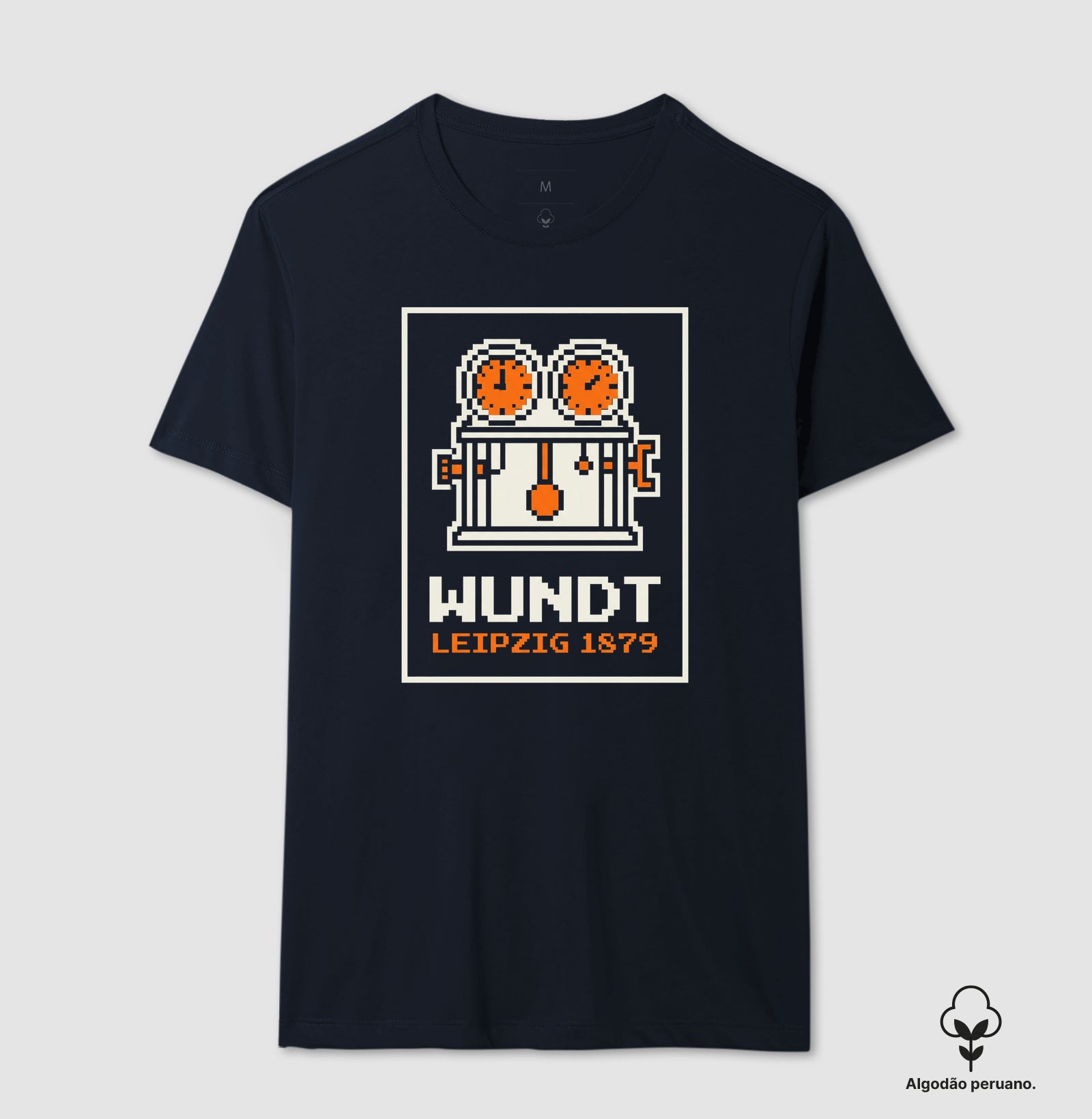 Camiseta Algodão Peruano Psicologia "Wundt: Leipzig 1879" | 8-Bit Pixel Art