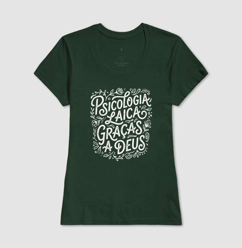 Camiseta "Psicologia Laica Graças a Deus" | Edição Hand Lettering