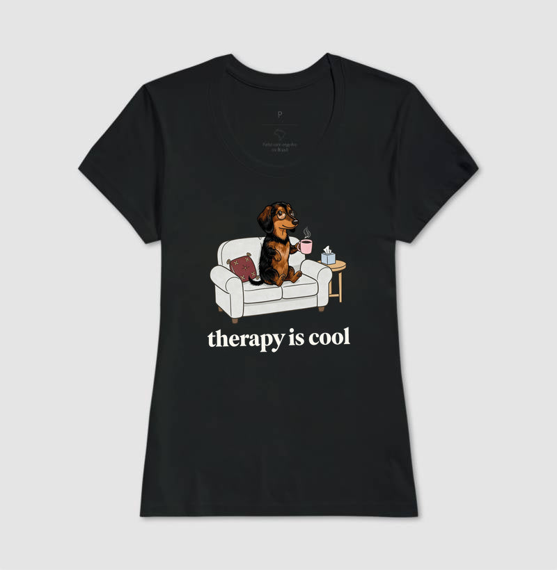 Camiseta 'Therapy is Cool' Cachorro Salsicha | Saúde Mental