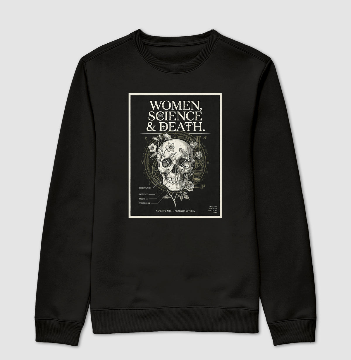 Suéter Moletom Gótica Científica "Women, Science & Death" | Memento Mori