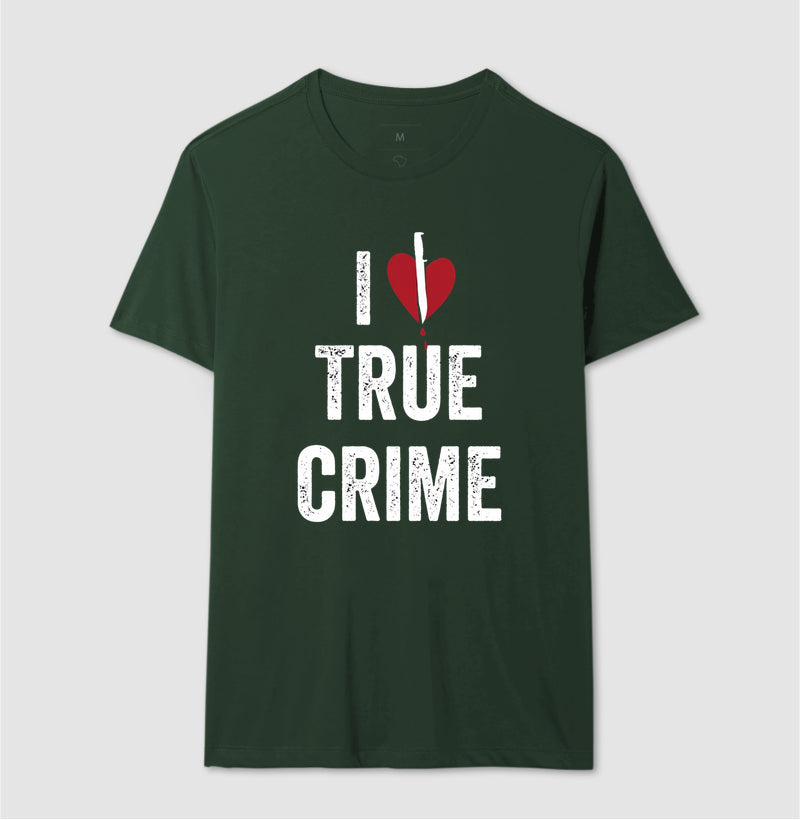Camiseta "I ❤️ True Crime" | Paixão por Investigação & Mistério