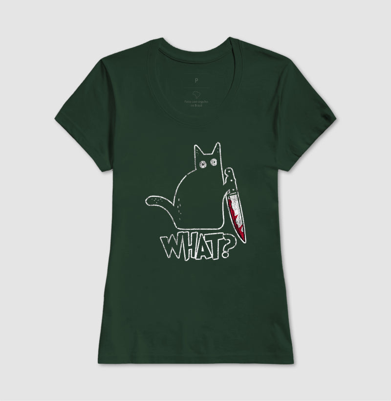 Camiseta Gato "What?" | O Suspeito Sem Remorso