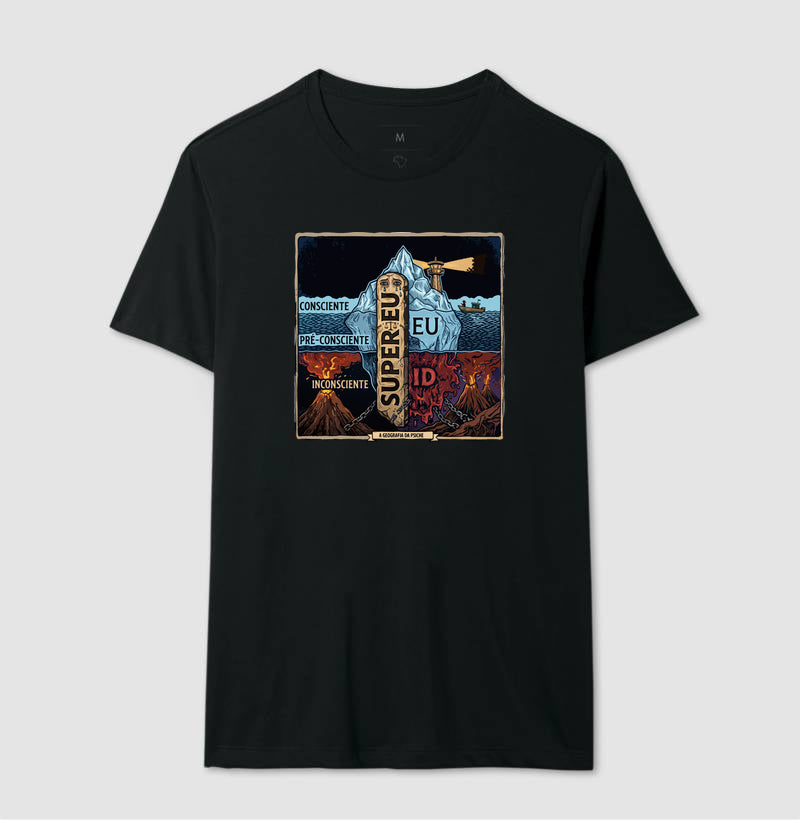 Camiseta Psicanálise Freud - (Primeira e Segunda Tópica) | Xilogravura Colorida