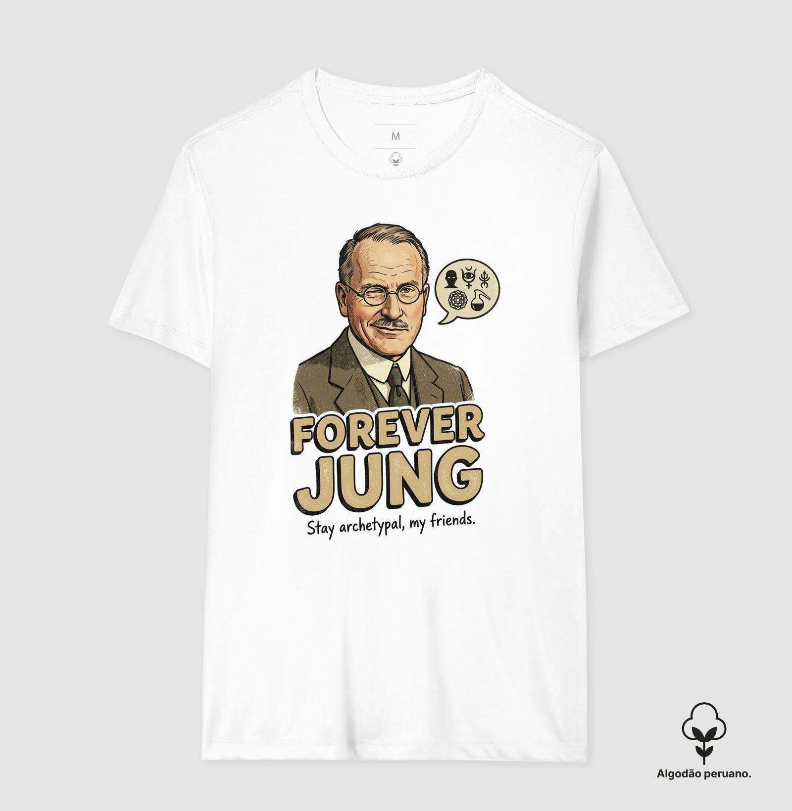 Camiseta Algodão Peruano Psicanalítica Carl Jung - Forever Jung (Archetypal) | Pop Art Vintage