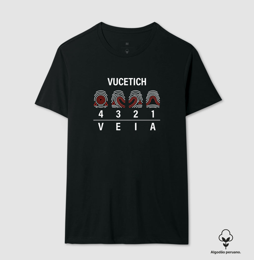 Camiseta Algodão Peruano Papiloscopia "Vucetich" | Perícia na VEIA