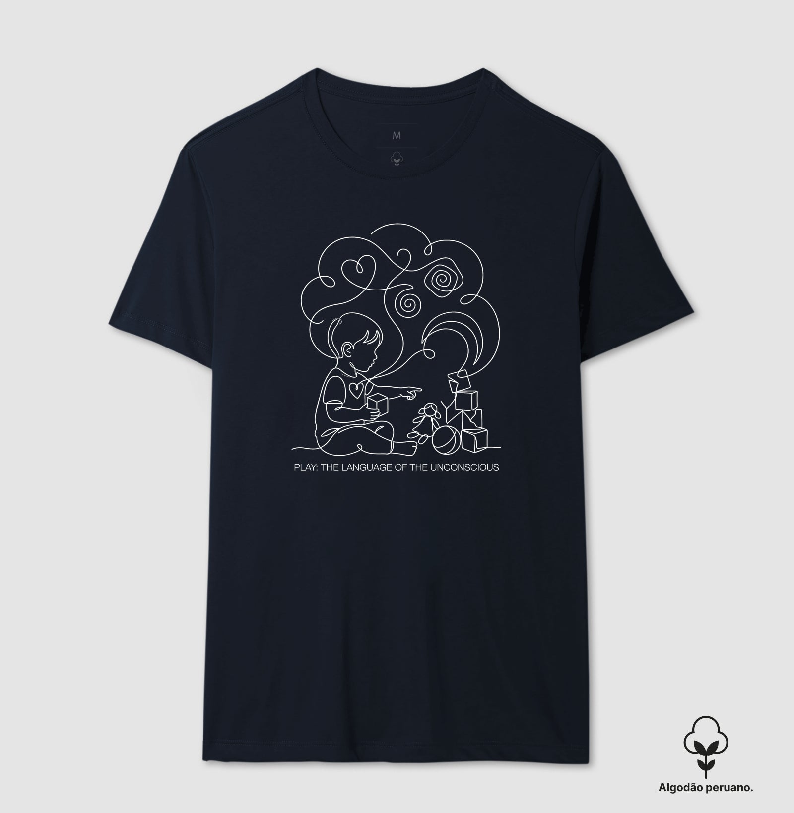 Camiseta Algodão Peruano Psicanálise Melanie Klein - A Linguagem do Brincar (Play: the language of the unconscious)  | Ilustração Contínua