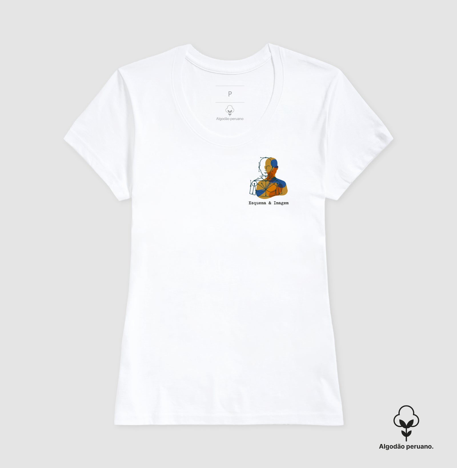 Camiseta Algodão Peruano Psicanálise Françoise Dolto - Esquema & Imagem Corporal | Ilustração Minimalista