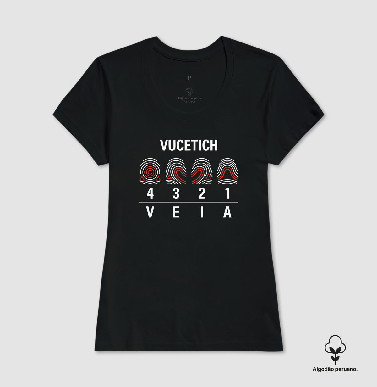Camiseta Algodão Peruano Papiloscopia "Vucetich" | Perícia na VEIA