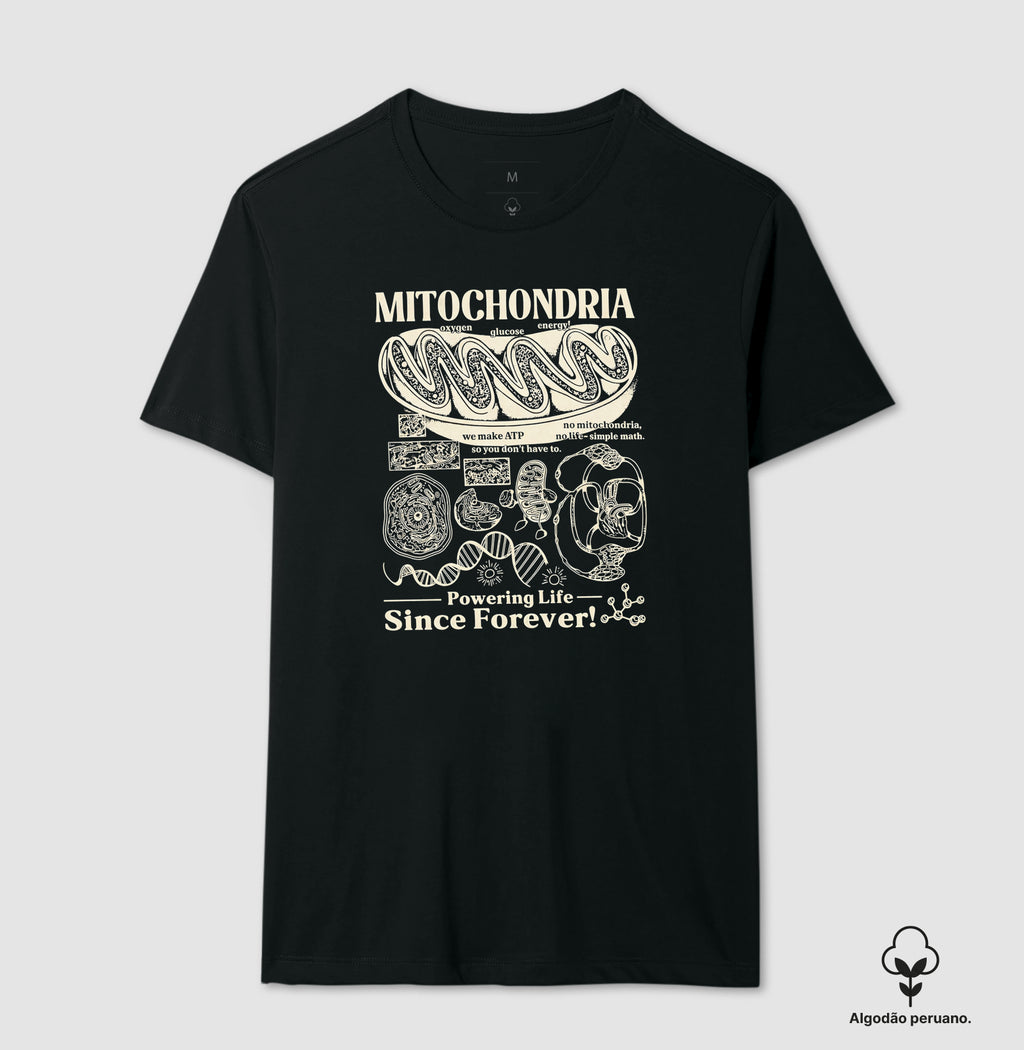 Camiseta Algodão Peruano "Mitochondria: Powering Life" | A Usina de Força da Vida