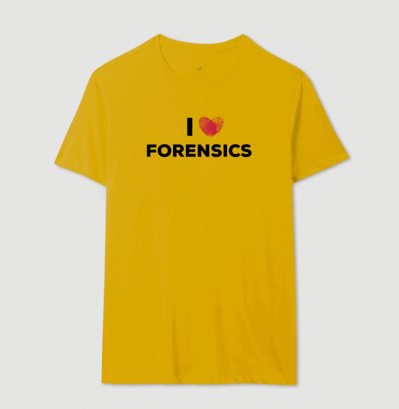 Camiseta Perícia Criminal - I Love Forensics (Coração Papiloscópico) | True Crime