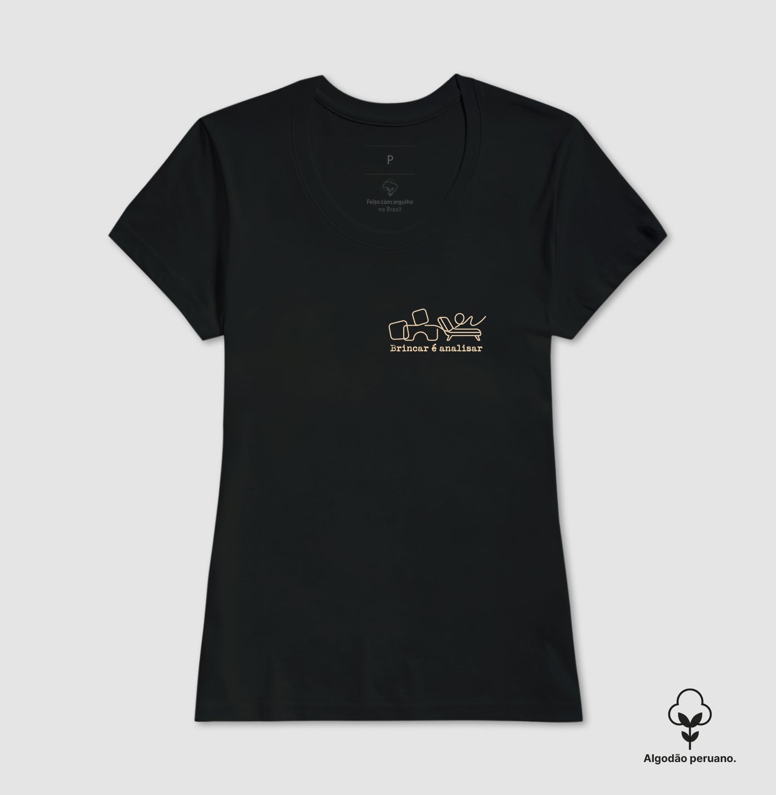 Camiseta Algodão Peruano Psicanálise Melanie Klein - Brincar é Analisar | Minimalista Line Art