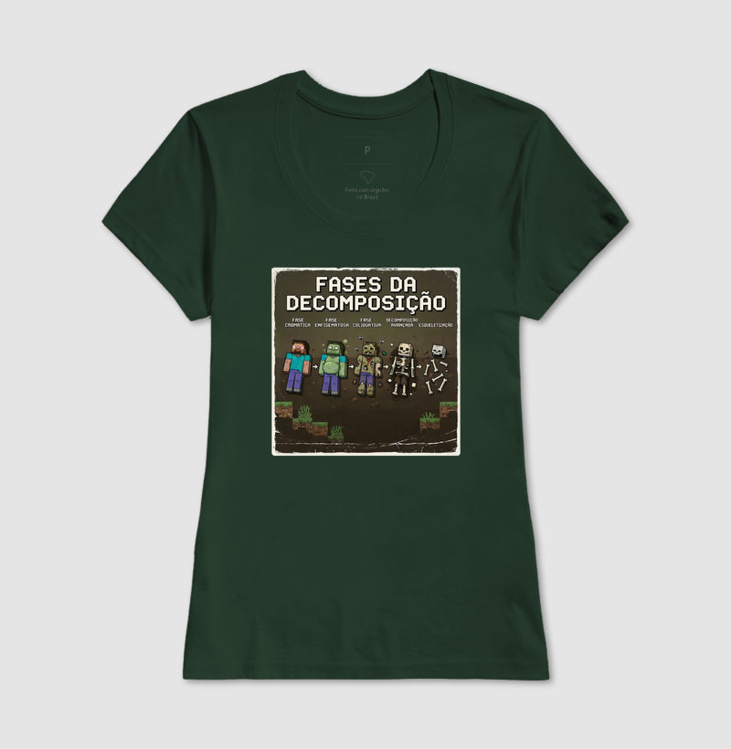 Camiseta Fases da Decomposição 8-Bits | Gamer Forense