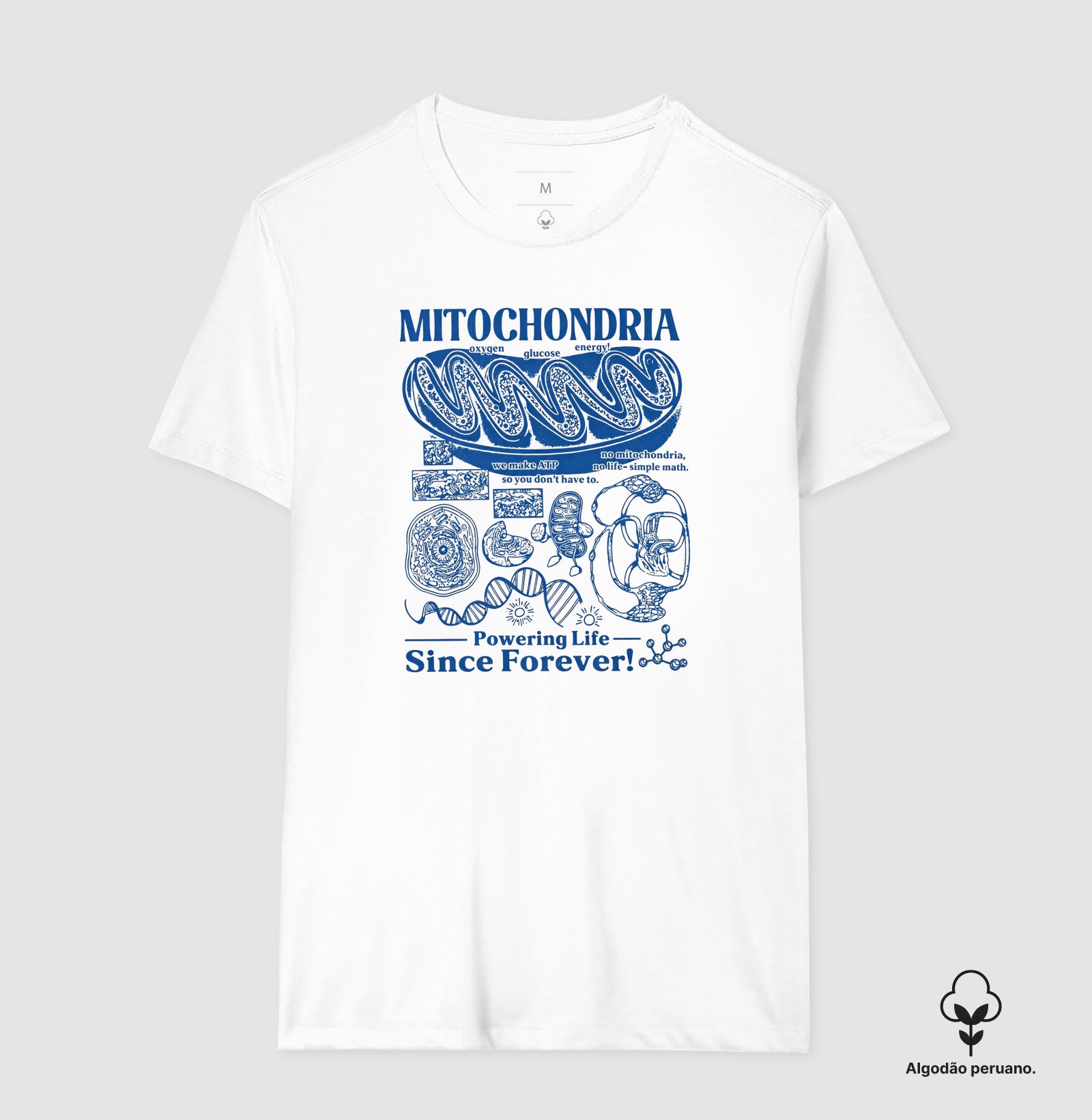 Camiseta Algodão Peruano "Mitochondria: Powering Life" | A Usina de Força da Vida