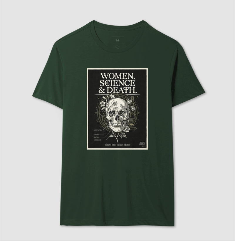 Camiseta Gótica Científica "Women, Science & Death" | Memento Mori