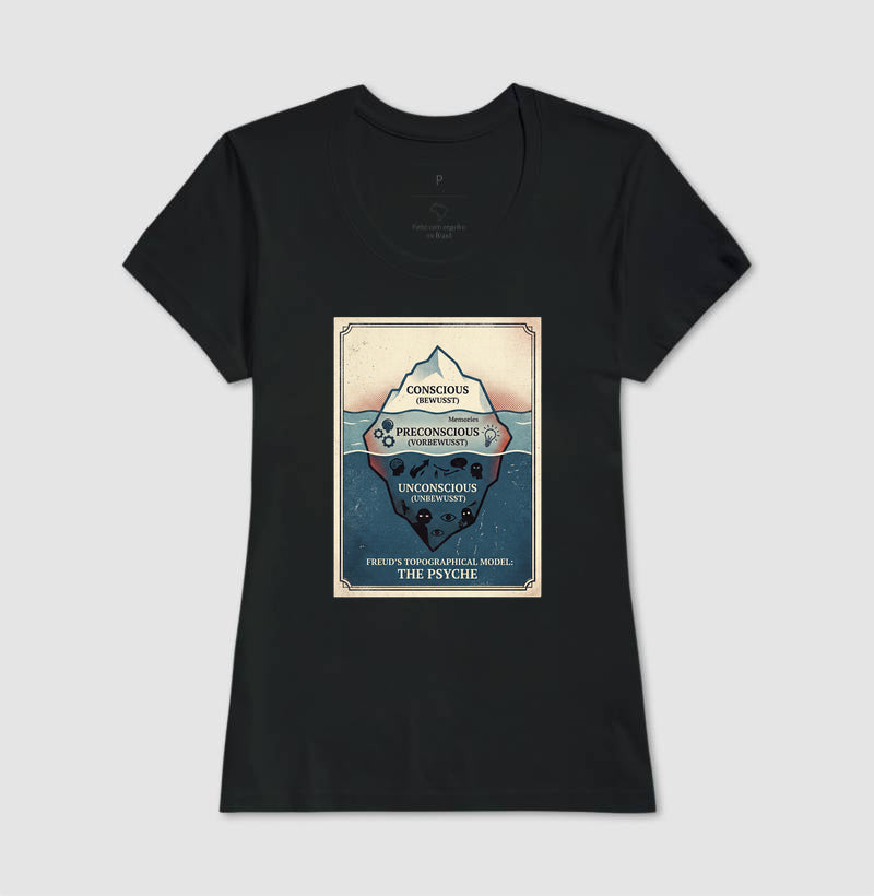 Camiseta Psicanálise Freud - Primeira Tópica (Iceberg Topographical Model) | Vintage Poster