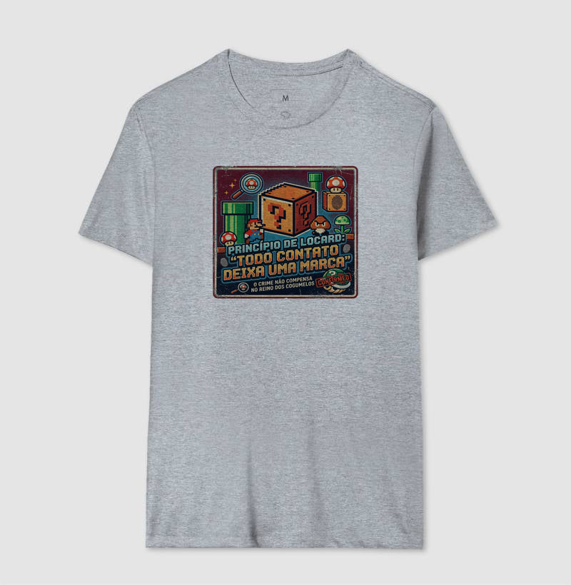 Camiseta Criminalística Princípio de Locard - Todo Contato Deixa uma Marca Rastro | Retrô Gamer