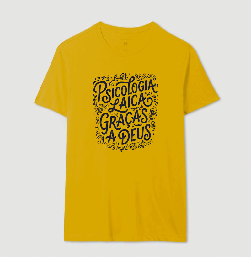 Camiseta "Psicologia Laica Graças a Deus" | Edição Hand Lettering