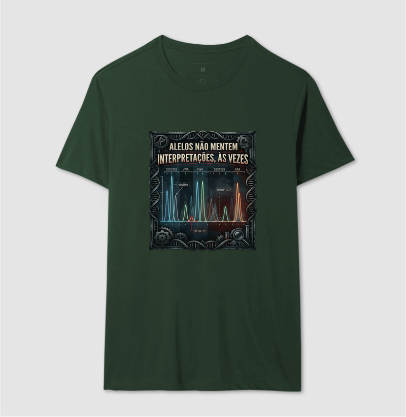 Camiseta Alelos Não Mentem | Análise de DNA e Artefatos