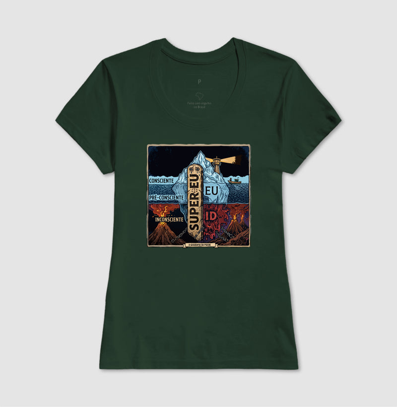 Camiseta Psicanálise Freud - (Primeira e Segunda Tópica) | Xilogravura Colorida