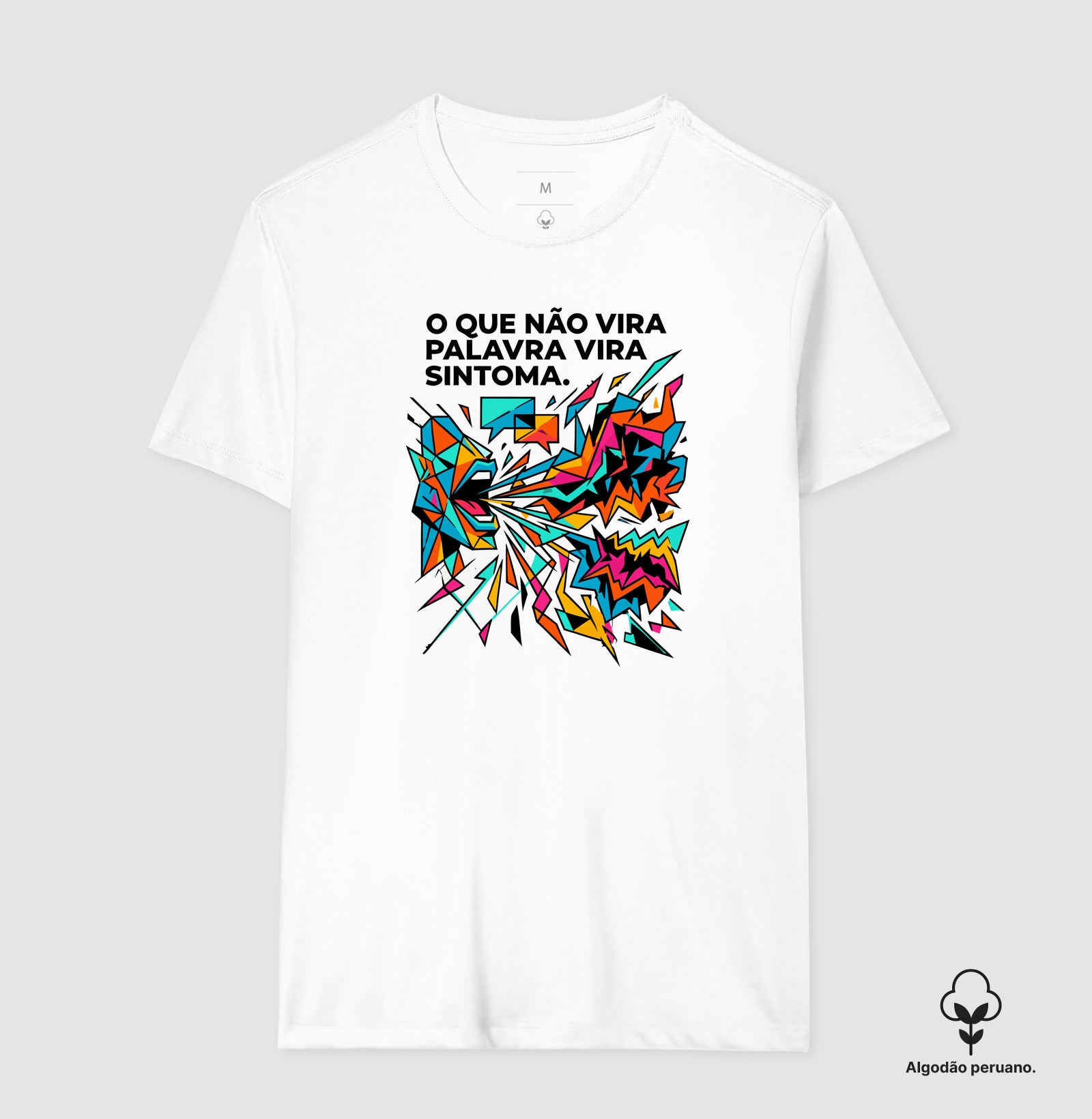 Camiseta Algodão Peruano Palavra e Sintoma | Psicologia & Conexão