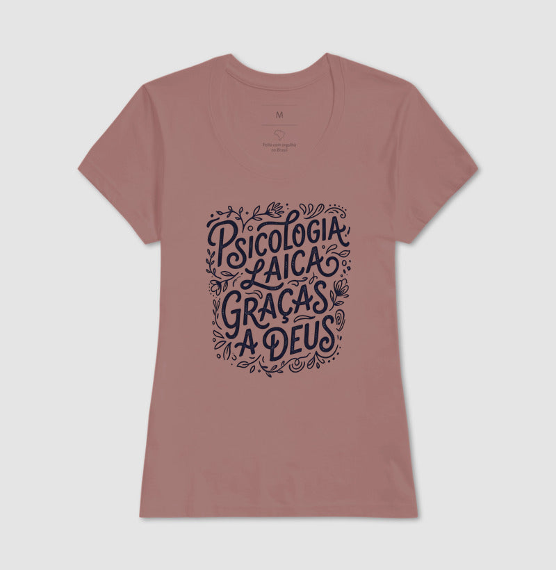 Camiseta "Psicologia Laica Graças a Deus" | Edição Hand Lettering