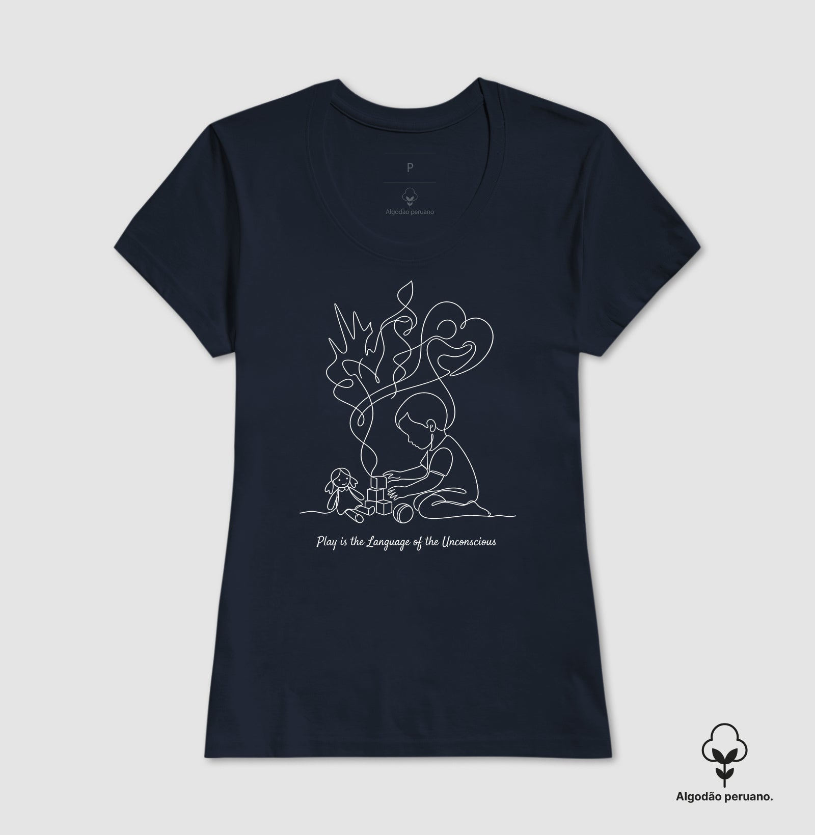Camiseta Algodão Peruano Psicanálise Melanie Klein - A Linguagem do Brincar | Ilustração Contínua