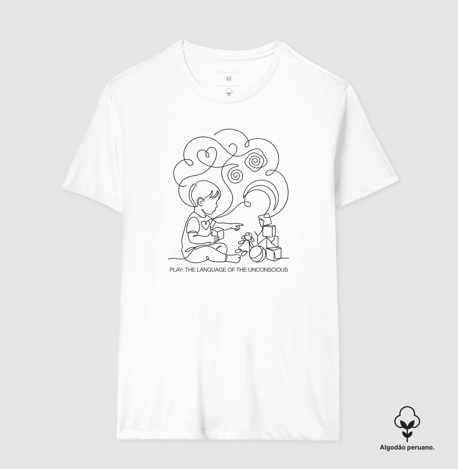 Camiseta Algodão Peruano Psicanálise Melanie Klein - A Linguagem do Brincar (Play: the language of the unconscious)  | Ilustração Contínua