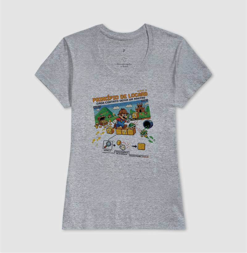Camiseta Criminalística Locard - Transferência de Evidência 8-Bits | Forensic Gamer