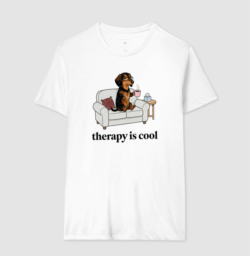Camiseta 'Therapy is Cool' Cachorro Salsicha | Saúde Mental