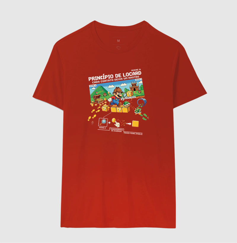 Camiseta Criminalística Locard - Transferência de Evidência 8-Bits | Forensic Gamer