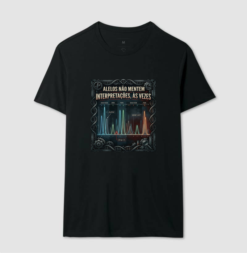 Camiseta Alelos Não Mentem | Análise de DNA e Artefatos