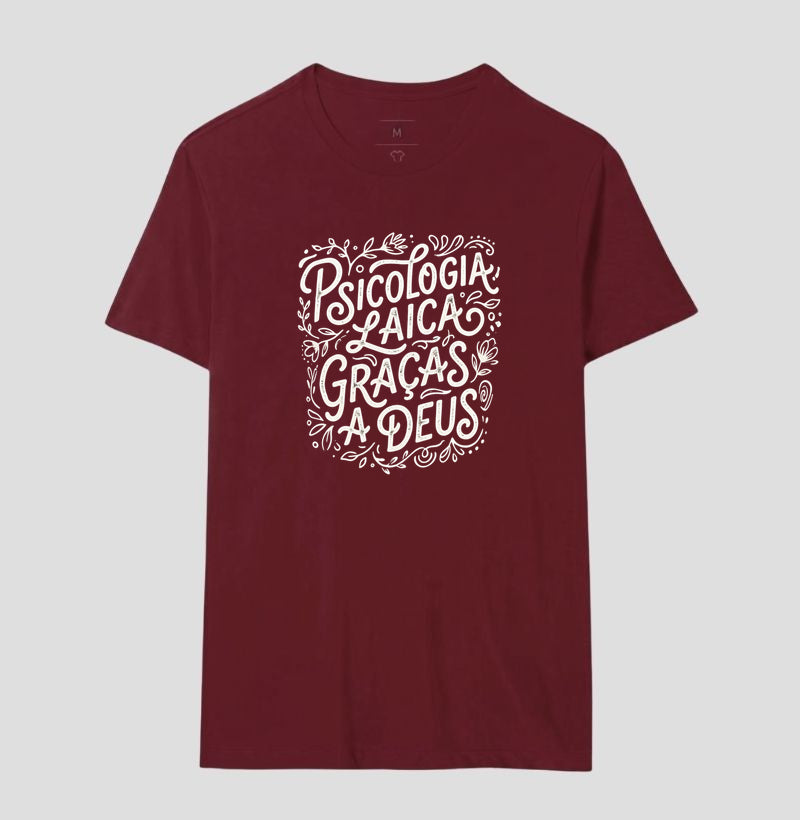 Camiseta "Psicologia Laica Graças a Deus" | Edição Hand Lettering