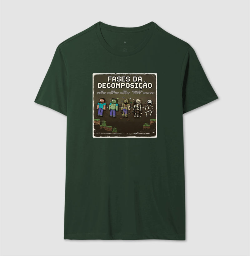 Camiseta Fases da Decomposição 8-Bits | Gamer Forense