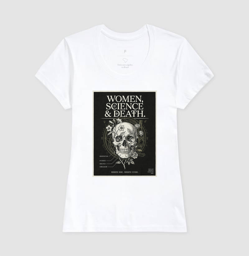 Camiseta Gótica Científica "Women, Science & Death" | Memento Mori