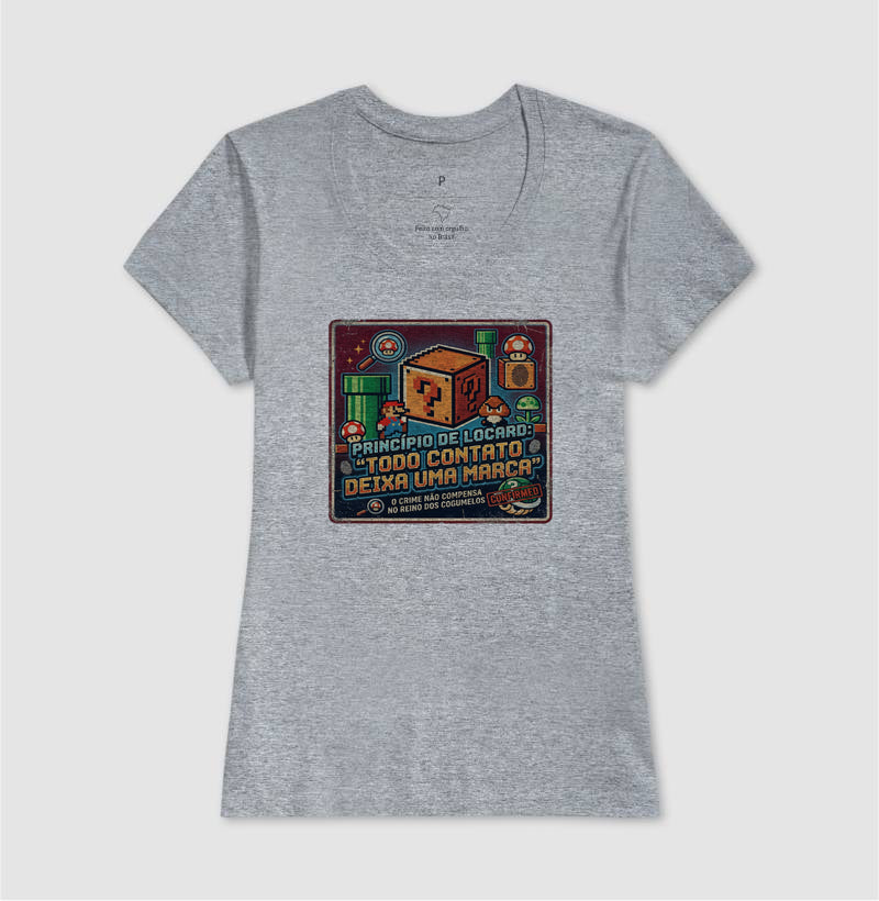 Camiseta Criminalística Princípio de Locard - Todo Contato Deixa uma Marca Rastro | Retrô Gamer